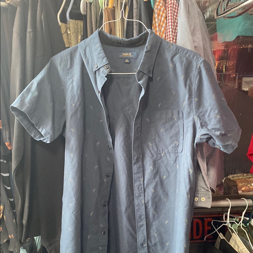 Roark Blue Casual Button Down Shirt Lightweight